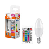 Lampe LED OSRAM Lampes LED Retrofit RGBW avec télécommande 4,9 W 827 Frosted E14, 470 lm, 2700 K, Blanc chaud