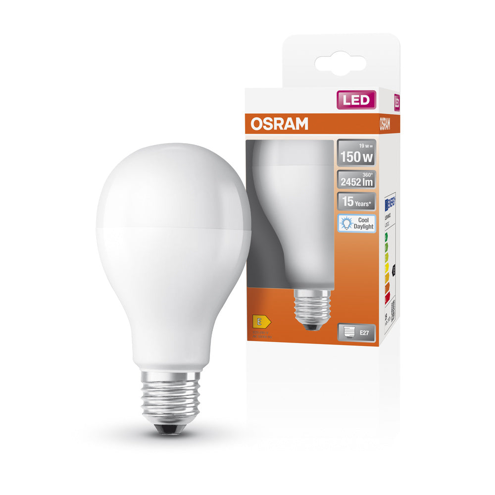 Ampoules LED OSRAM, forme classique d'ampoule, remplacement de 150 watts, E27, A-shape, 6500 Kelvin, lumière du jour froide, mat, single pack