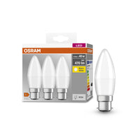 Lampe LED OSRAM LED BASE CLASSIC B Lampe LED 4,9 W 827 Frosted B22d, 470 lm, 2700 K, blanc chaud, lot de 3