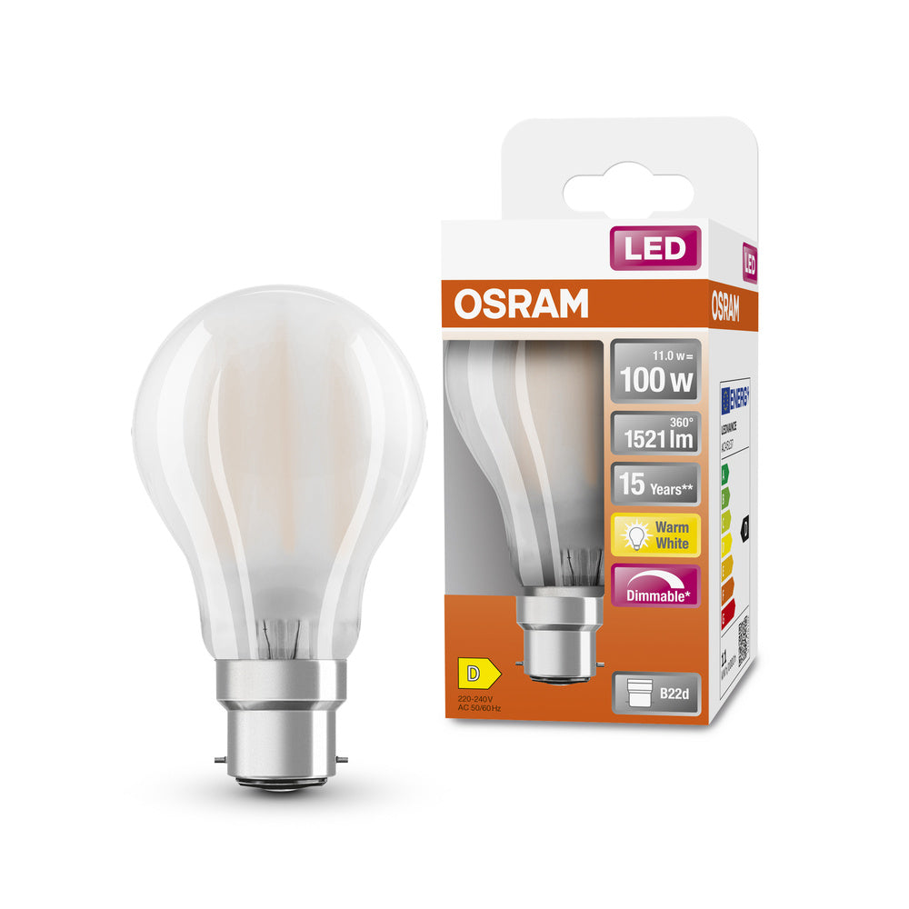 OSRAM LED Lampe LED Retrofit CLASSIC A DIM 11W 827 Frosted B22d, 1521 lm, 2700 K, Warmweiß