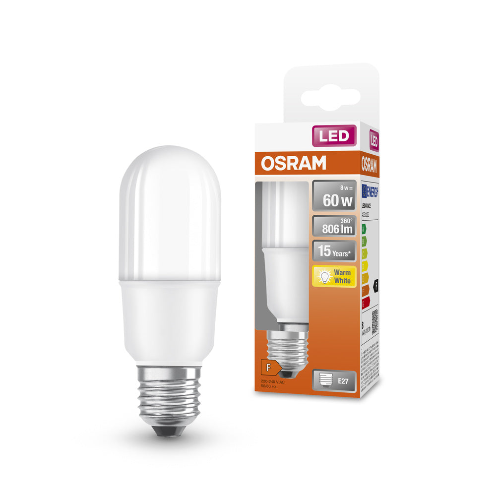 Lampe LED OSRAM LED STAR STICK 8,5W 827 Givrée E27 Blanc chaud, 806 lm, 2700 K, Blanc chaud