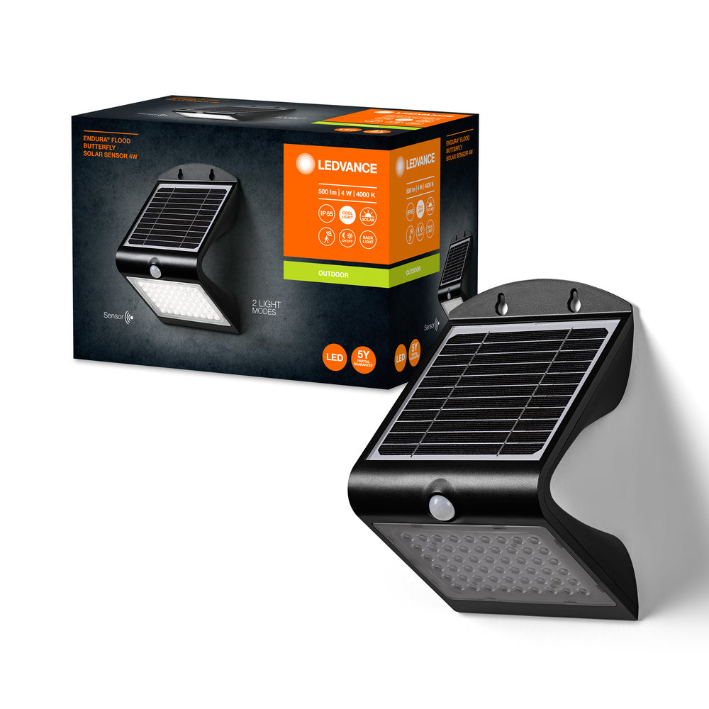 LEDVANCE ENDURA Solar-Sensor-Flutlicht, schwarz, 4W, 500lm