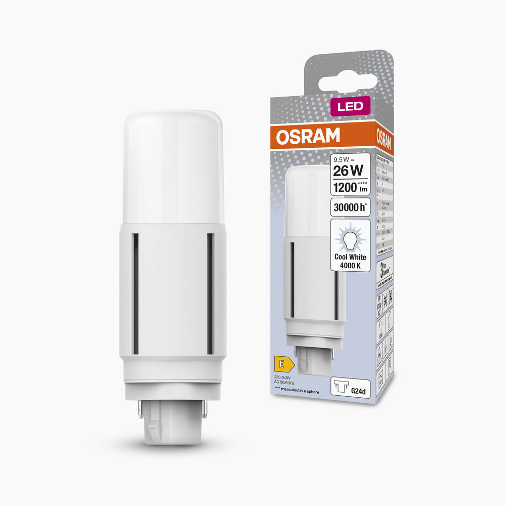 OSRAM DULUX Lampe LED D26 VT EM, 9,5W, 1200lm, 4000K, G24d