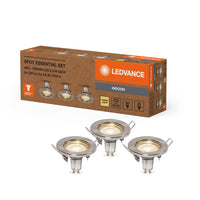 LEDVANCE LED SPOT SET RECESS ESSENTIAL GU10 3x2.6W GU10 Brushed Nickel, 230 lm, 2700 K, Warmweiß, 3er Pack