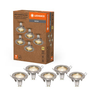 LEDVANCE LED SPOT SET RECESS ESSENTIAL GU10 5x2.6W GU10 Brushed Nickel, 230 lm, 2700 K, Warmweiß, 5er Pack