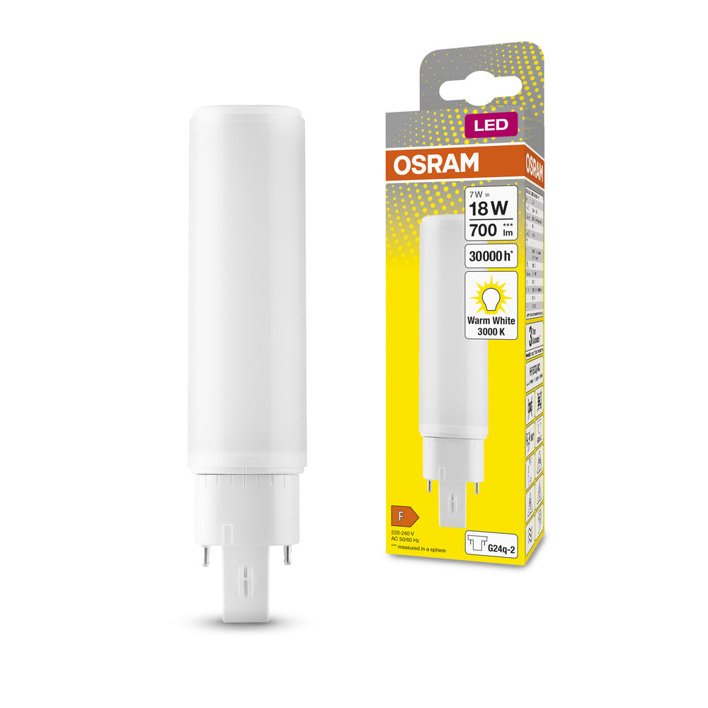 OSRAM DULUX LED D/E HF & AC MAINS LED Lampe 7W 830 G24Q-2, 700 lm, 3000 K, Warmweiß