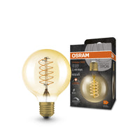 OSRAM Dimmbare LED-Lampen, Vintage-Edition, 48 Watts Ersatz, E27, G80, 2200 Kelvin, Warm Comfort Light, Klares Glas, single Pack