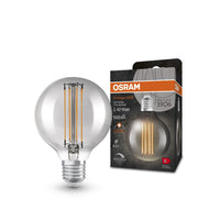 OSRAM Ampoules LED à intensité variable, édition vintage, remplacement de 42 watts, E27, G80, 1800 Kelvin, lumière chaude confortable, verre transparent, pack simple