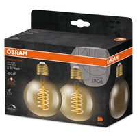 Lampe LED OSRAM VINTAGE 1906® LED CLASSIC SLIM FILAMENT Globe DIMMABLE 4,8 W 822 Gold E27, 420 lm, 2200 K, blanc chaud confort, lot de 2