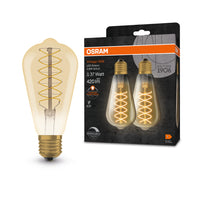 OSRAM VINTAGE 1906® LED Lampe LED CLASSIC SLIM FILAMENT EDISON DIMMABLE 4.8W 822 Gold E27, 420 lm, 2200 K, Comfort warm white, 2er Pack