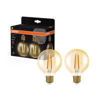 Lampe LED OSRAM VINTAGE 1906® LED CLASSIC Globe Dimmable 7,2 W 824 Gold E27 806 lm, 2400 K, Blanc chaud confort, lot de 2