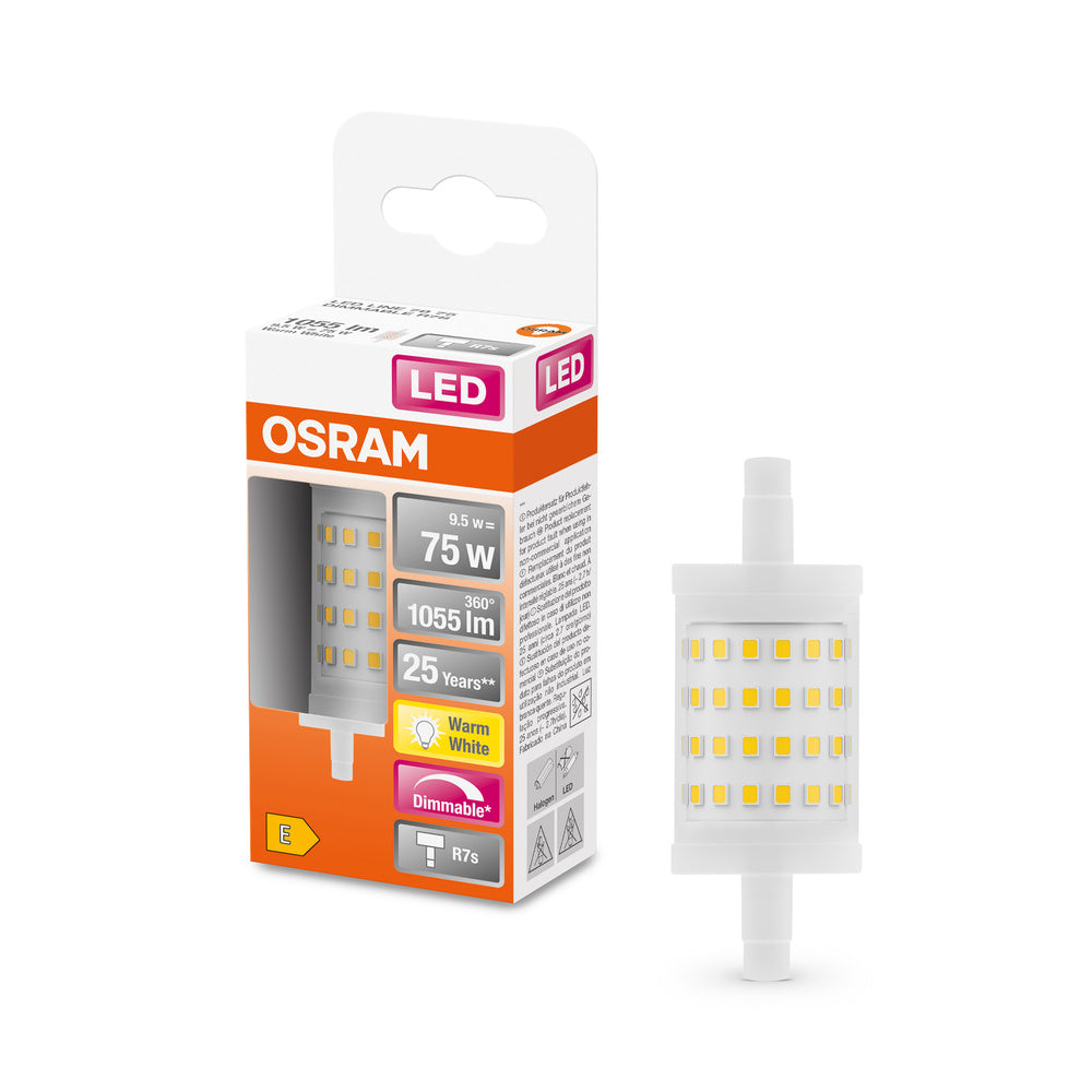 Lampe LED OSRAM LED LINE R7S DIM 9,5 W 827 Clear R7s, 1055 lm, 2700 K, blanc chaud