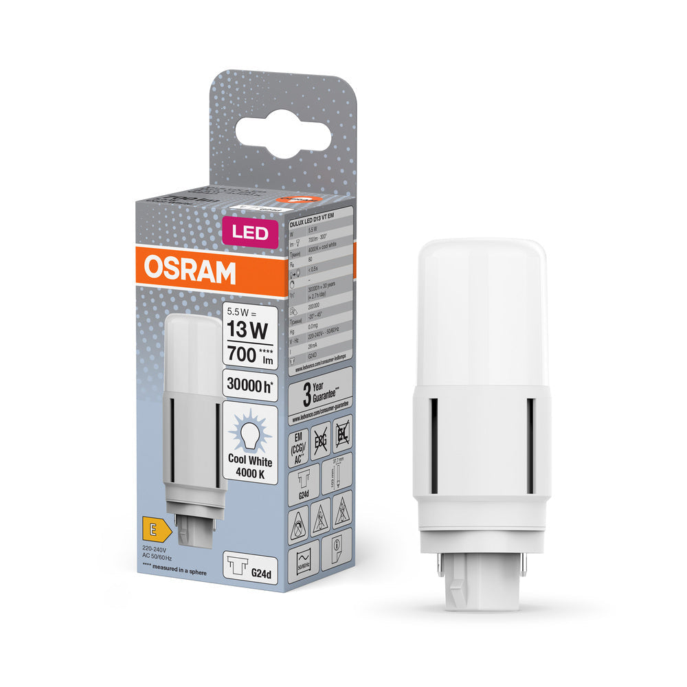 OSRAM DULUX LED-Lampe D13 VT EM, 5,5W, 700lm, 4000K, G24d