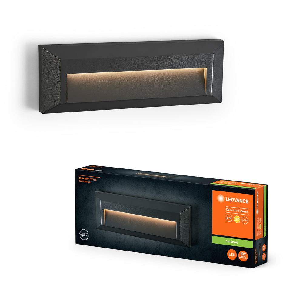 LEDVANCE ENDURA® Style IP65 Wall Ivan Dark Gray, applique murale, 85 lm, 3000 K, blanc chaud