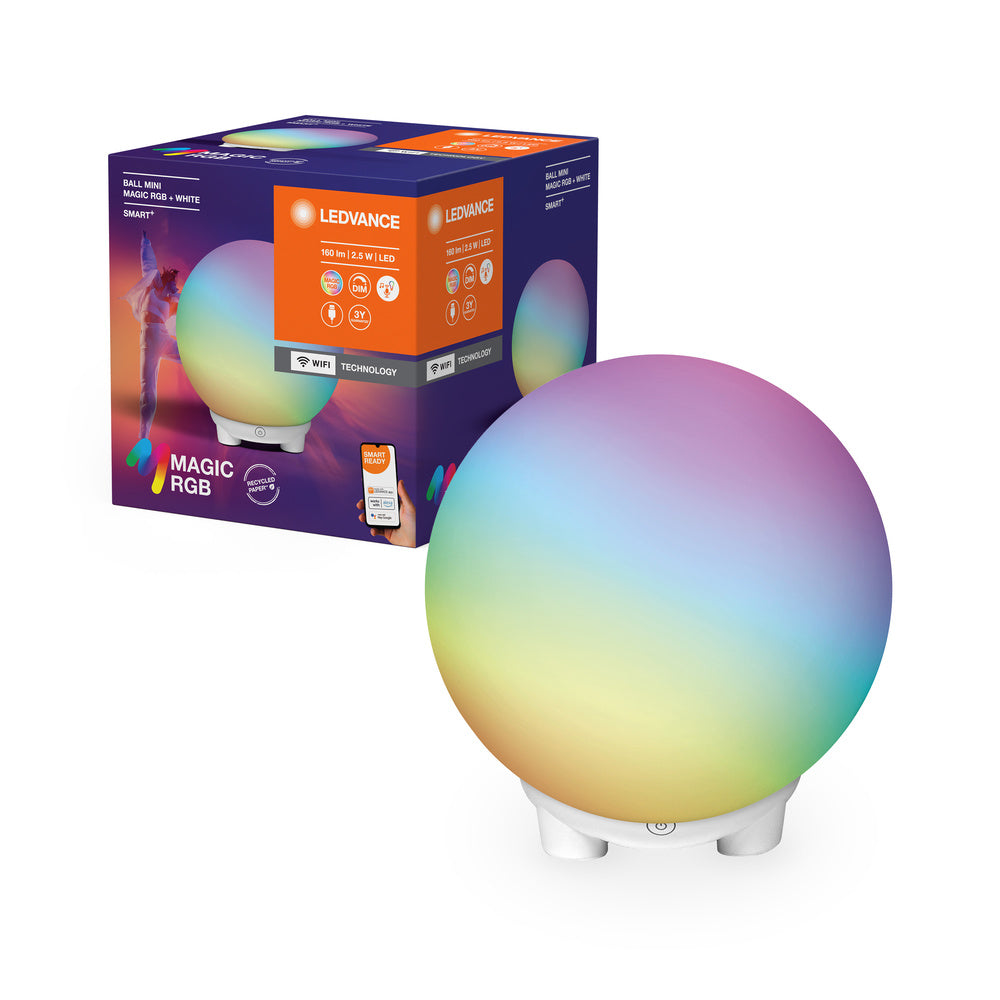 LEDVANCE SMART+ Wifi BALL Moodlight Tischleuchte MAGIC RGB Mini RGBW USB, 130 lm, 2200 … 6500 K, Tunable White|RGB