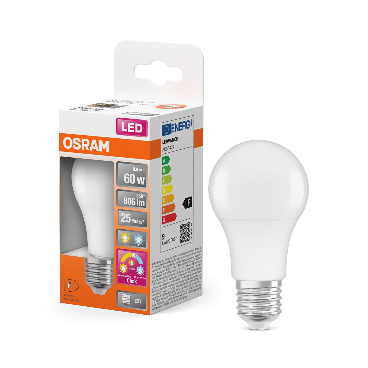 OSRAM LED Superstar Classic Lampe Dépolie, 3 modes, 8,8W, E27