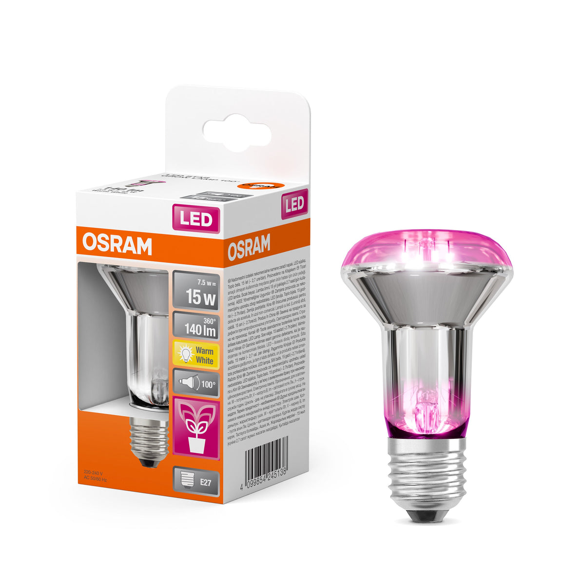 Lampe pour plantes OSRAM LED Star avec filament, 7,5W, 140lm, E27