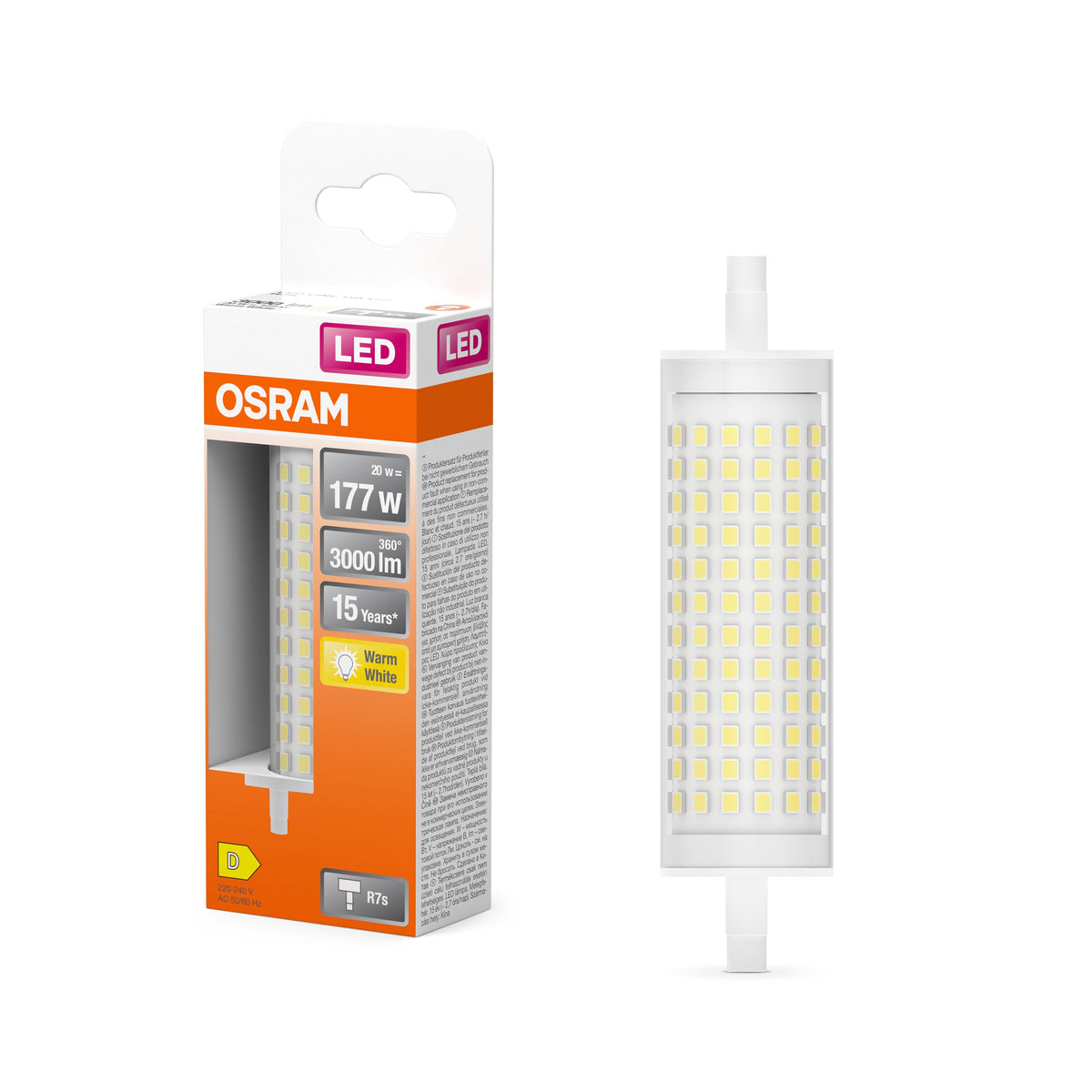 Lampe LED Line OSRAM transparente, 20 W, 3000 lm, culot R7s