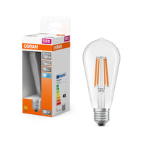 Lampe OSRAM LED Star Classic, forme Edison, 6,5W, 806lm, transparente