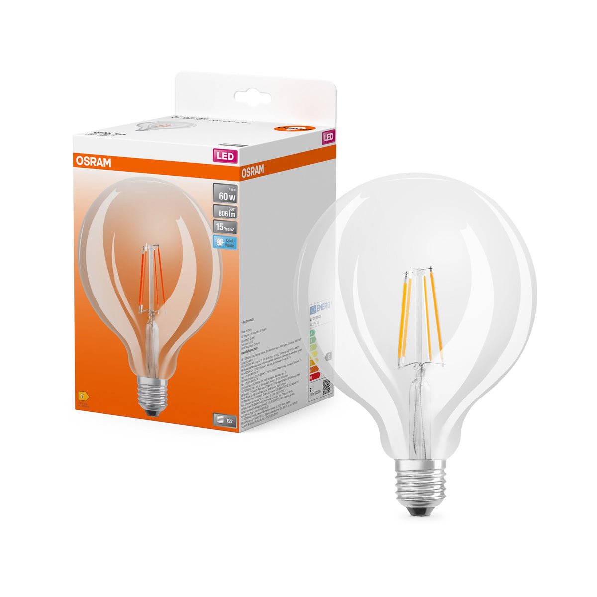 OSRAM LED Star Classic Lampe, Ballform, 7W, 806lm, Klar, E27