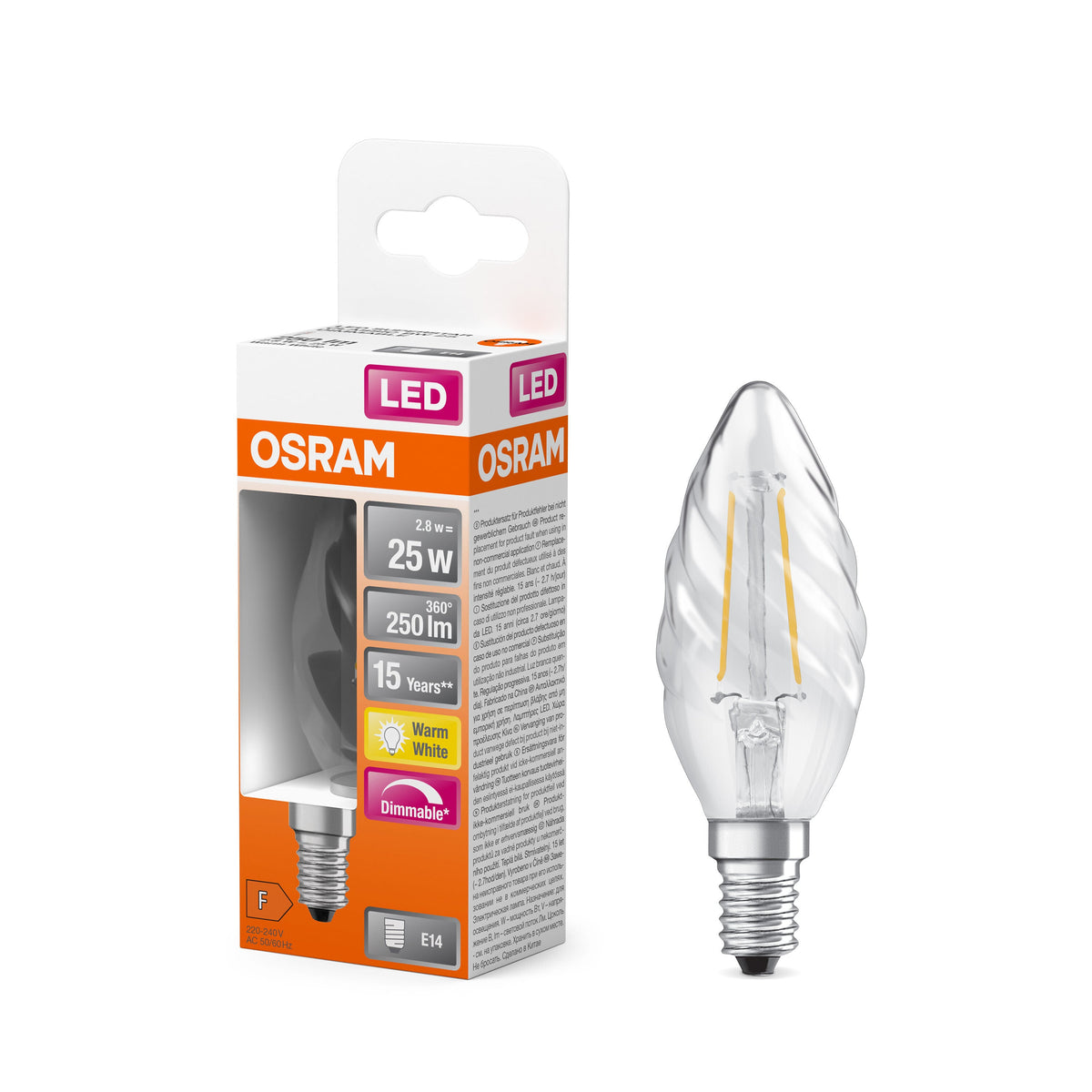 Lampe OSRAM LED Superstar Classic, mini bougie, 2,8W, 250lm