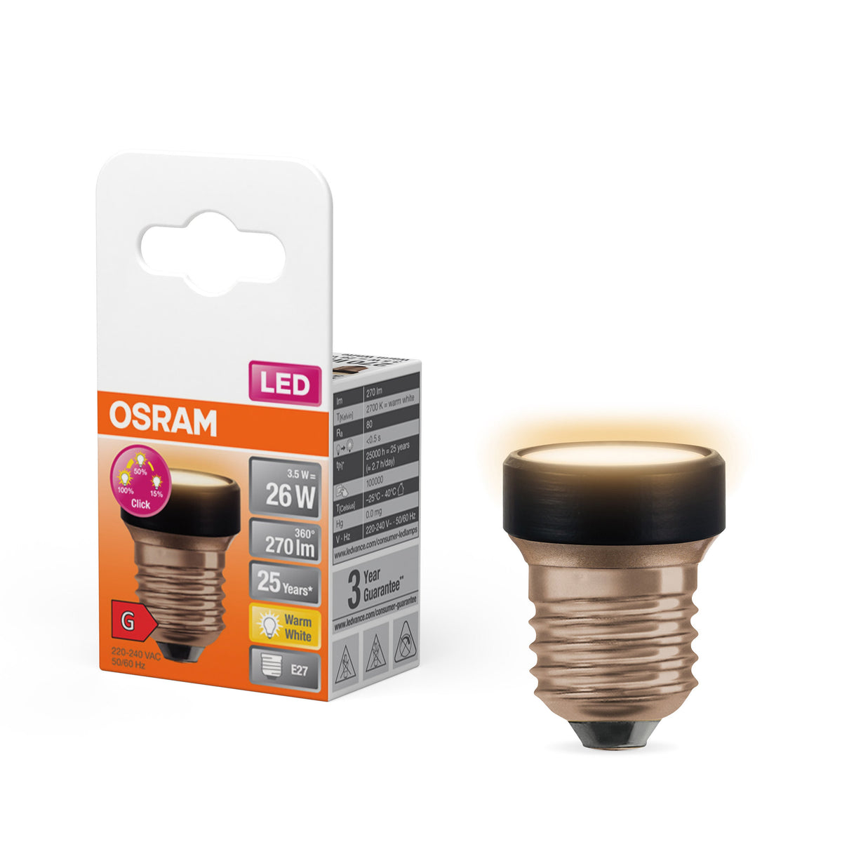 OSRAM LED Star Designlampe Schwarz, Warmweiß, 3.5W, 270lm, Frosted