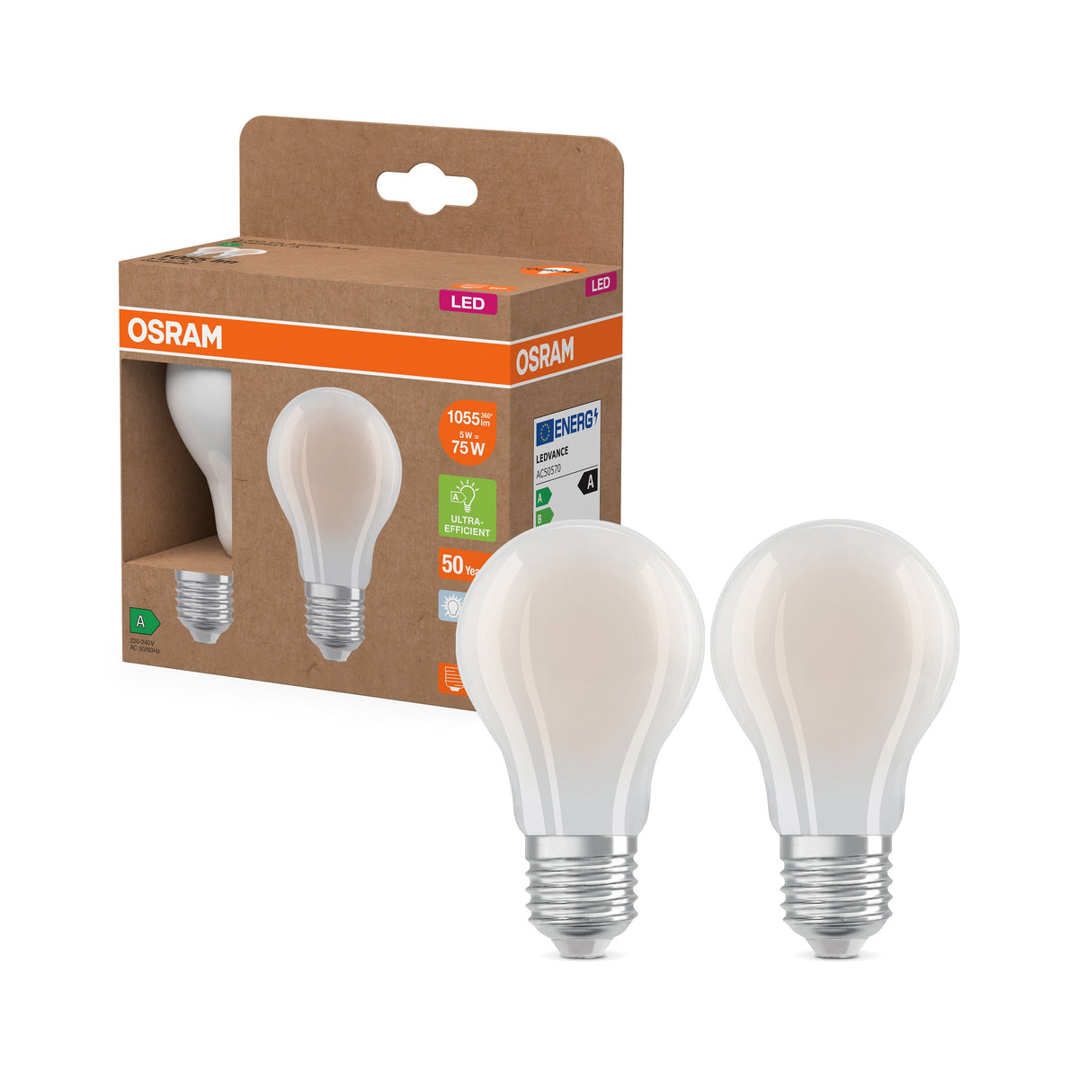 Lampe LED de classe énergétique OSRAM, ampoule, 5W, dépolie, EEK A