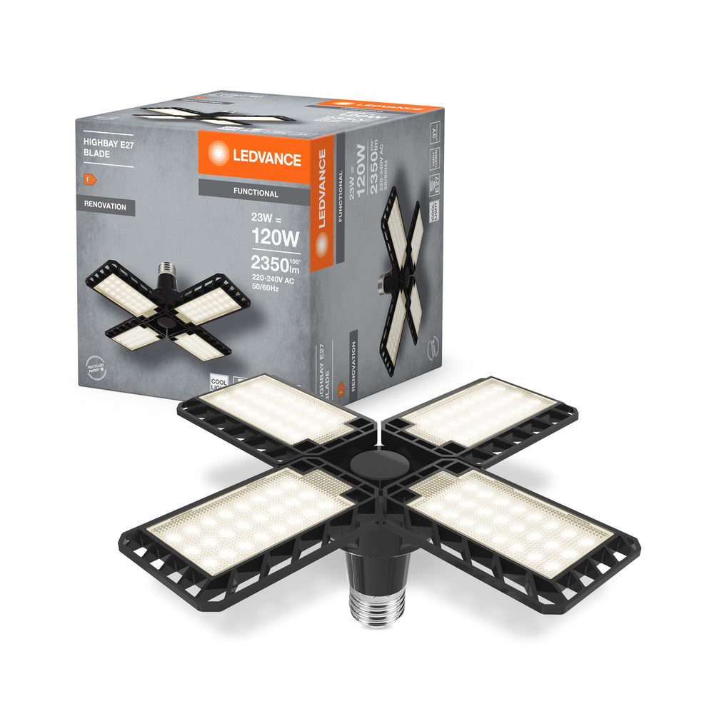 LEDVANCE Highbay Blade Lampe plafond avec ailes, 23W, E27