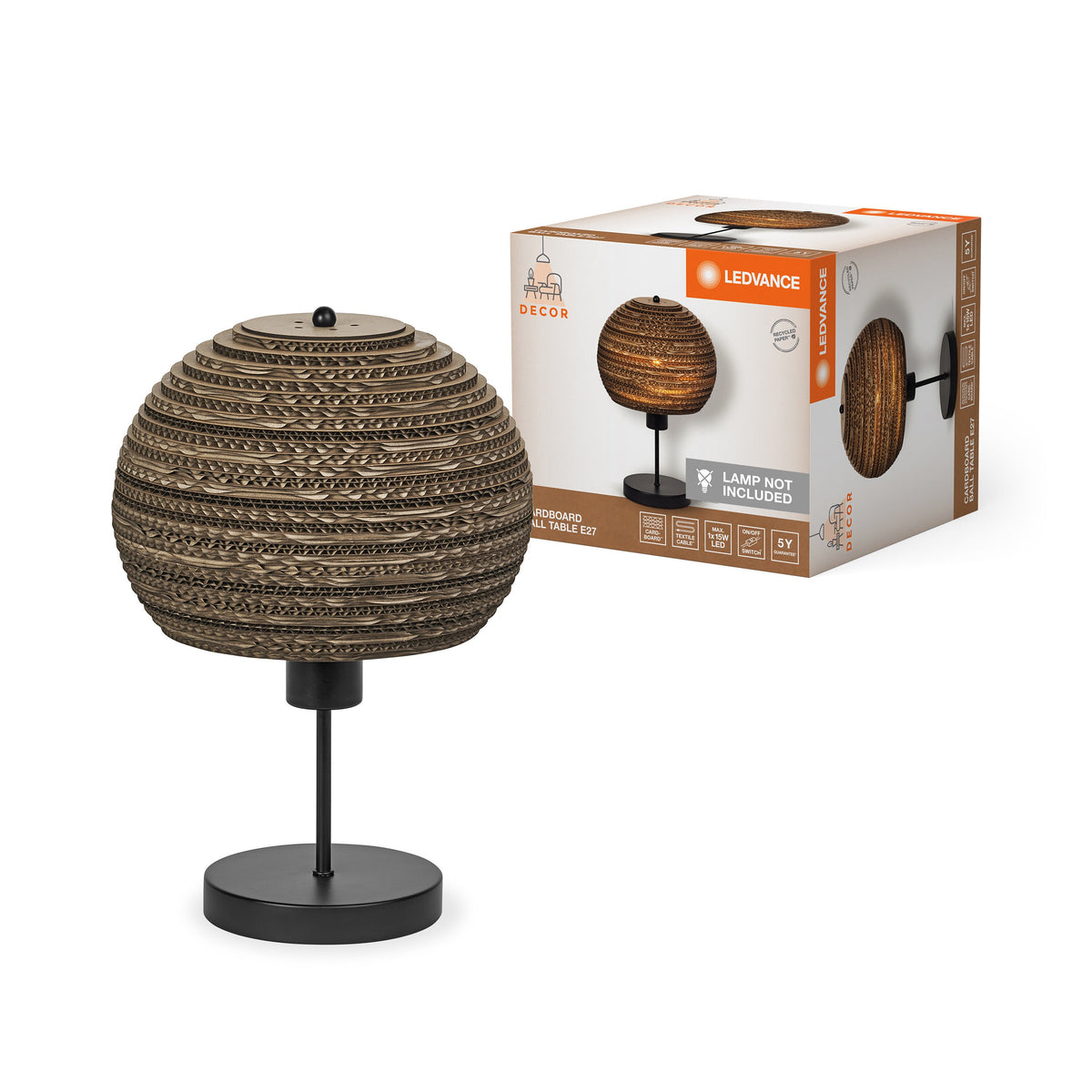 LEDVANCE Lampe à poser Decor Cardboard Ball marron, E27