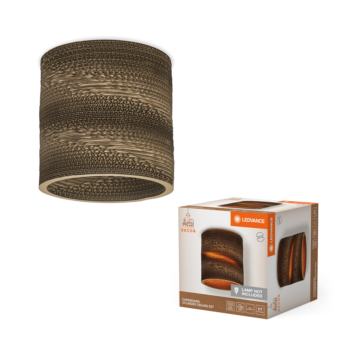 LEDVANCE Lampe à poser Decor Carton Cylindre marron E27