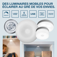 OSRAM Lampe à piles LED pour dessous de mur/armoire, DOT-it Touch 0,45 W, 5V Blanc froid 4000K
