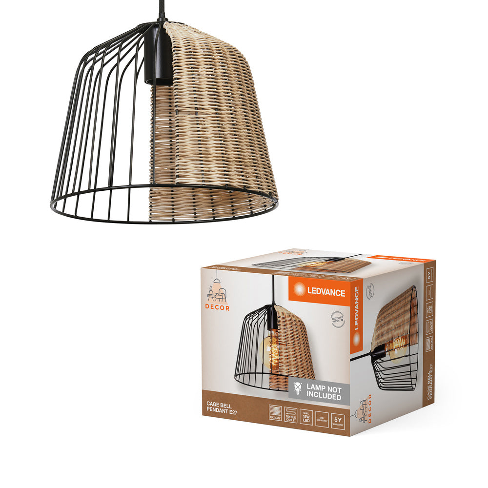 LEDVANCE DECOR Cage Bell Suspension, noire/brune, E27
