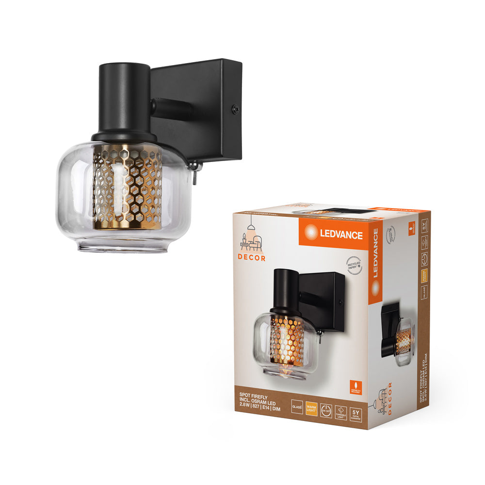 LEDVANCE DECOR Spot Firefly Applique murale, OSRAM lampe incluse, noir, 1 x 2.8W, E14
