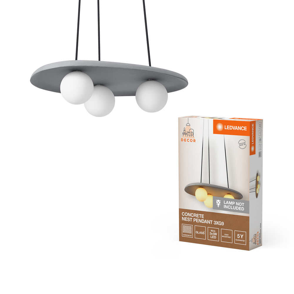 LEDVANCE DECOR Concrete Nest Suspension Grise, 3-flammig, G9