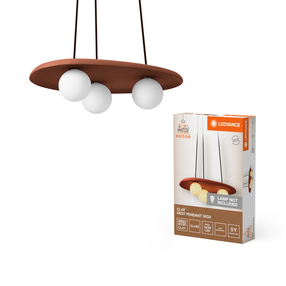 LEDVANCE DECOR Clay Nest Pendant Suspension 3XG9 Brune