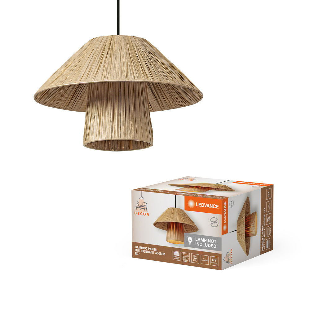 LEDVANCE DECOR Bamboo Paper Hut Pendant Suspension 400 E27 Brune