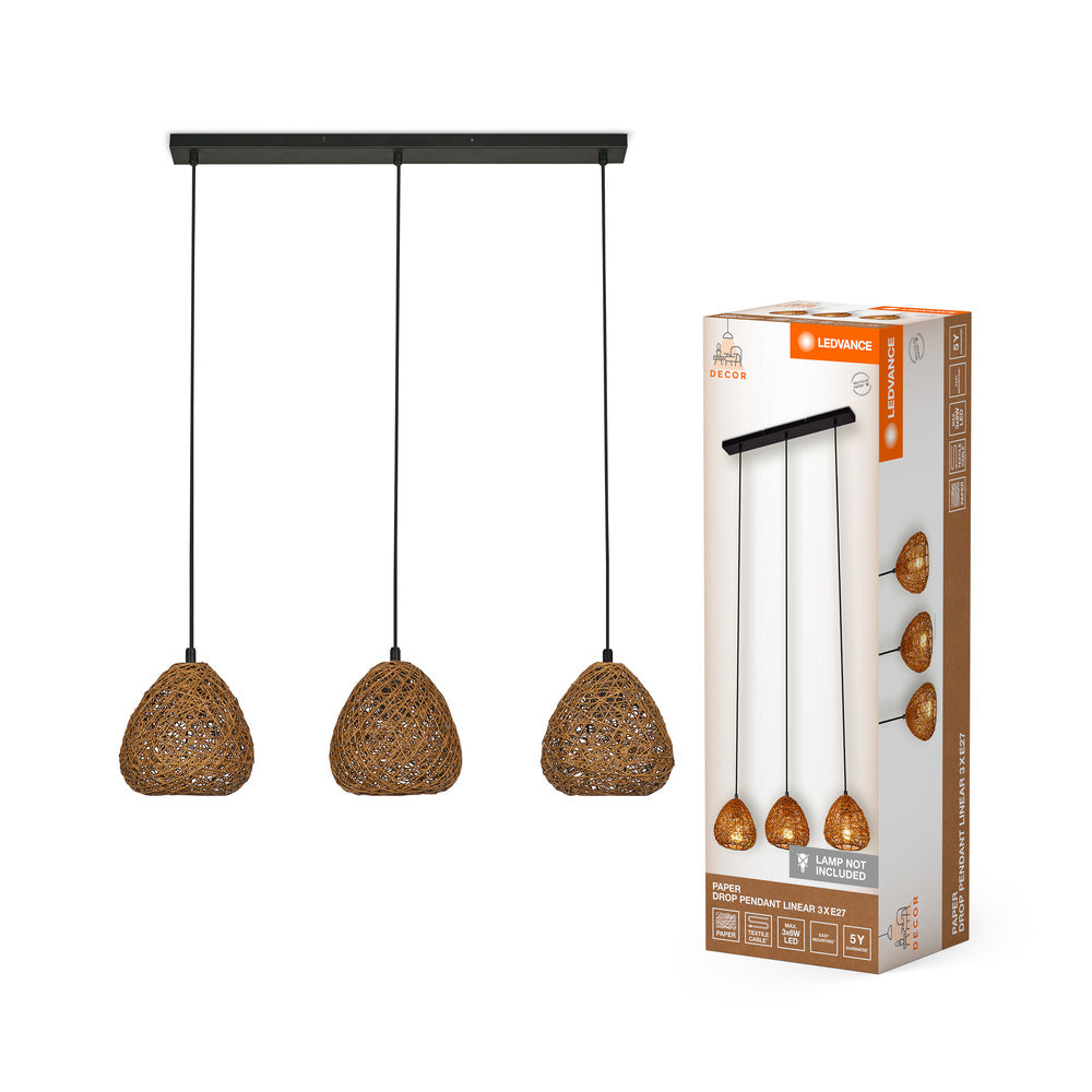 LEDVANCE DECOR Paper Drop Pendant Suspension Linéaire 3XE27 Beige