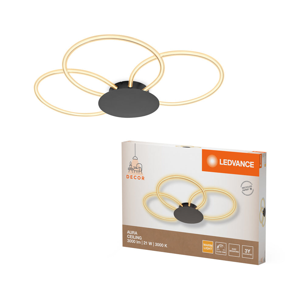 LEDVANCE DECOR Aura Plafonnier, 21W, 3000K, 2200lm, Click DIM