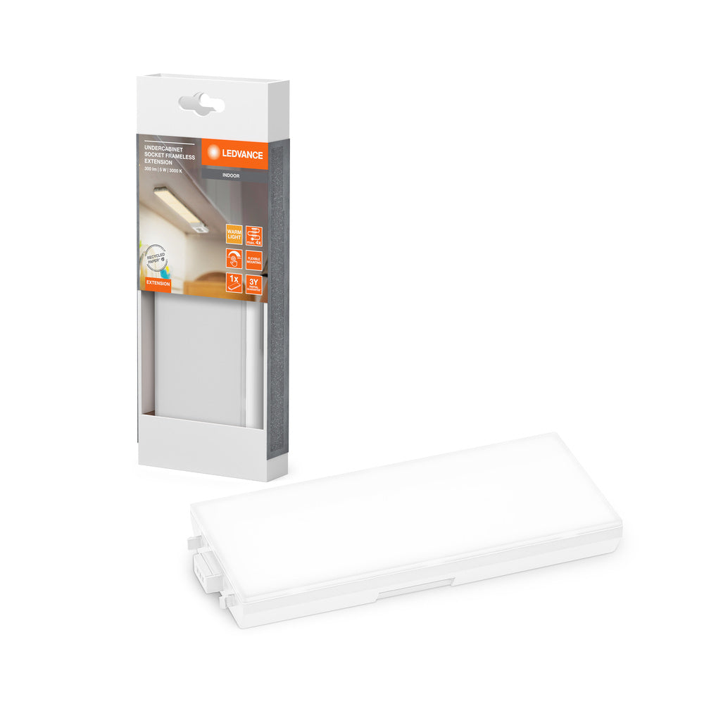 LEDVANCE UNDERCABINET SOCKET FRAMELESS éclairage sous meuble 830 DIM White Extension, 250 lm, 3000 K, blanc chaud