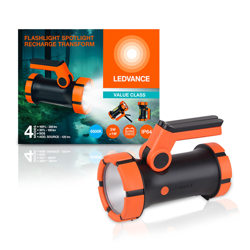 LEDVANCE FLASHLIGHT Spotlight Transform Taschenlampe, 300 lm, 6500 K, Kaltweiß