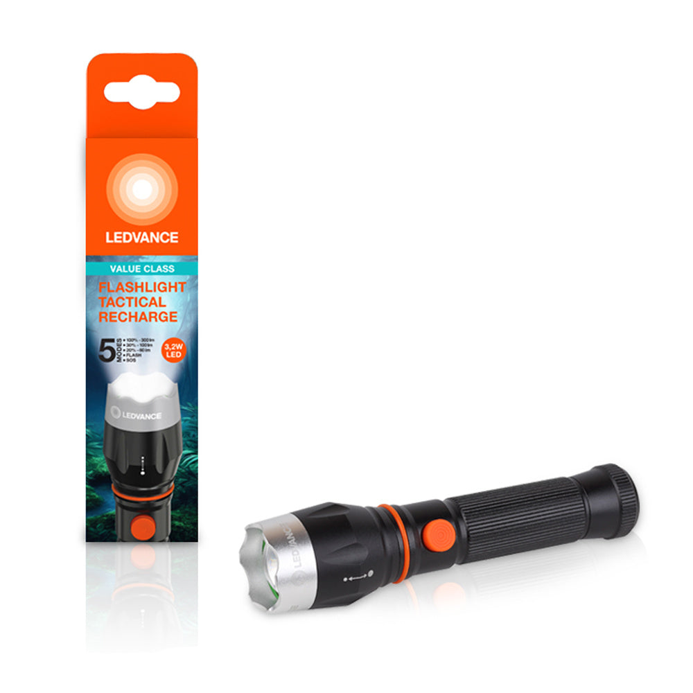 LEDVANCE FLASHLIGHT Tactical Taschenlampe, 300 lm, 6500 K, Kaltweiß