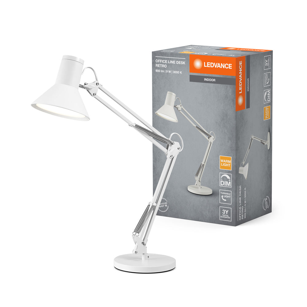 Lampe de bureau rétro LEDVANCE OFFICE LINE Desk 9W 830 Dimmable Blanc, 617 lm, 3000 K, Blanc chaud