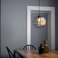 LEDVANCE DECOR Cage Globe Pendelleuchte, schwarz/braun, E27