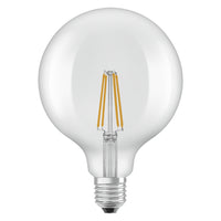 OSRAM ampoules LED, forme classique boule, remplacement 60 watts, E27, G125, 2700 kelvin, blanc chaud, verre clair, paquet simple