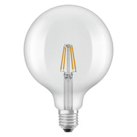 OSRAM lampes LED, forme classique boule, remplacement 40 watts, E27, G125, 2700 kelvin, blanc chaud, verre clair, paquet simple