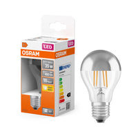OSRAM LED Lampe LED Retrofit CLASSIC A Mirror 4W 827 Clear E27 Silver, 400 lm, 2700 K, Warmweiß