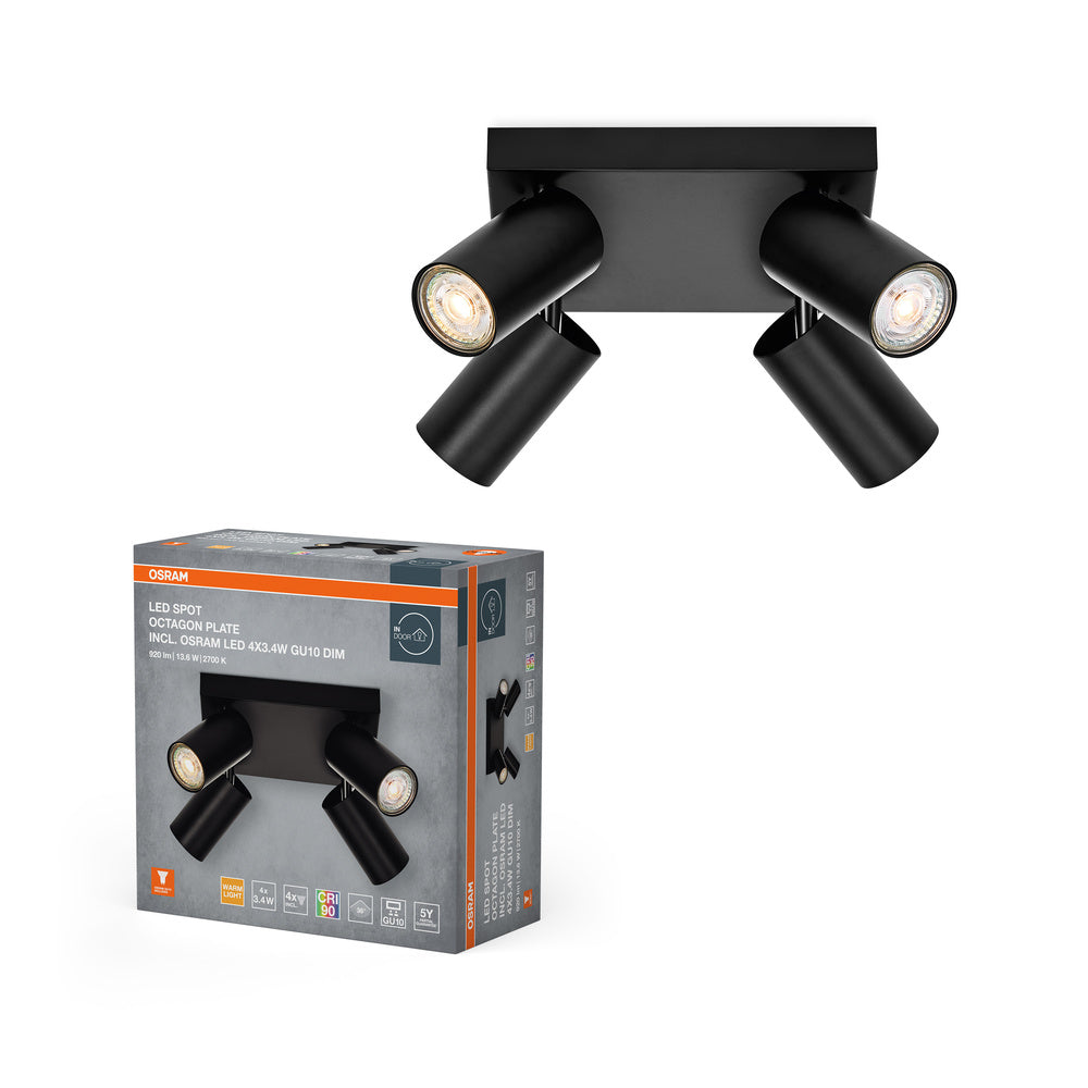 OSRAM LED SPOT OCTAGON PL Deckenleuchte 4 x 3,4W, GU10, 920lm, schwarz