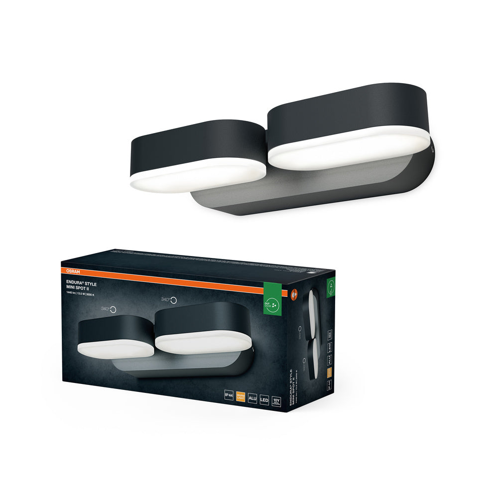 OSRAM LED Applique murale et plafonnier, luminaire pour applications extérieures, blanc chaud, 100,0 mm x 230,0 mm x 54,0 mm, ENDURA STYLE MINI SPOT