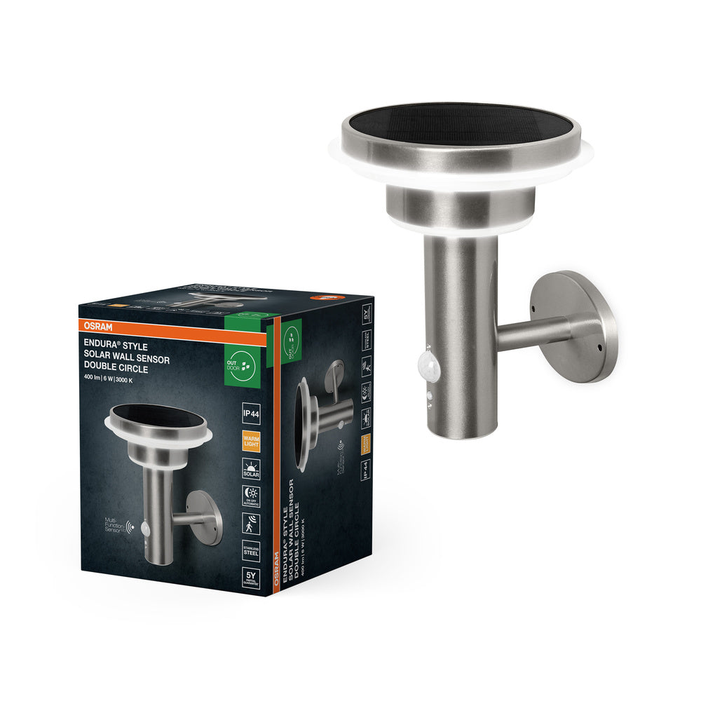 OSRAM ENDURA® Style Double Circle Applique solaire LED avec capteur 6W / 3000K Blanc chaud
