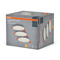 OSRAM Spot encastrable blanc, downlight slim avec pilote intégré, Ø 120 mm, couleur de lumière blanc chaud (3000K), 8W, IP20, pack de 3